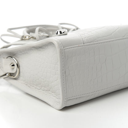 Balenciaga Matte Supple Lambskin Crocodile Embossed Classic Silver Hardware S City White 6 of 10
