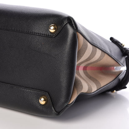 Burberry Grainy Calfskin House Check Medium Banner Tote Black 11 of 13