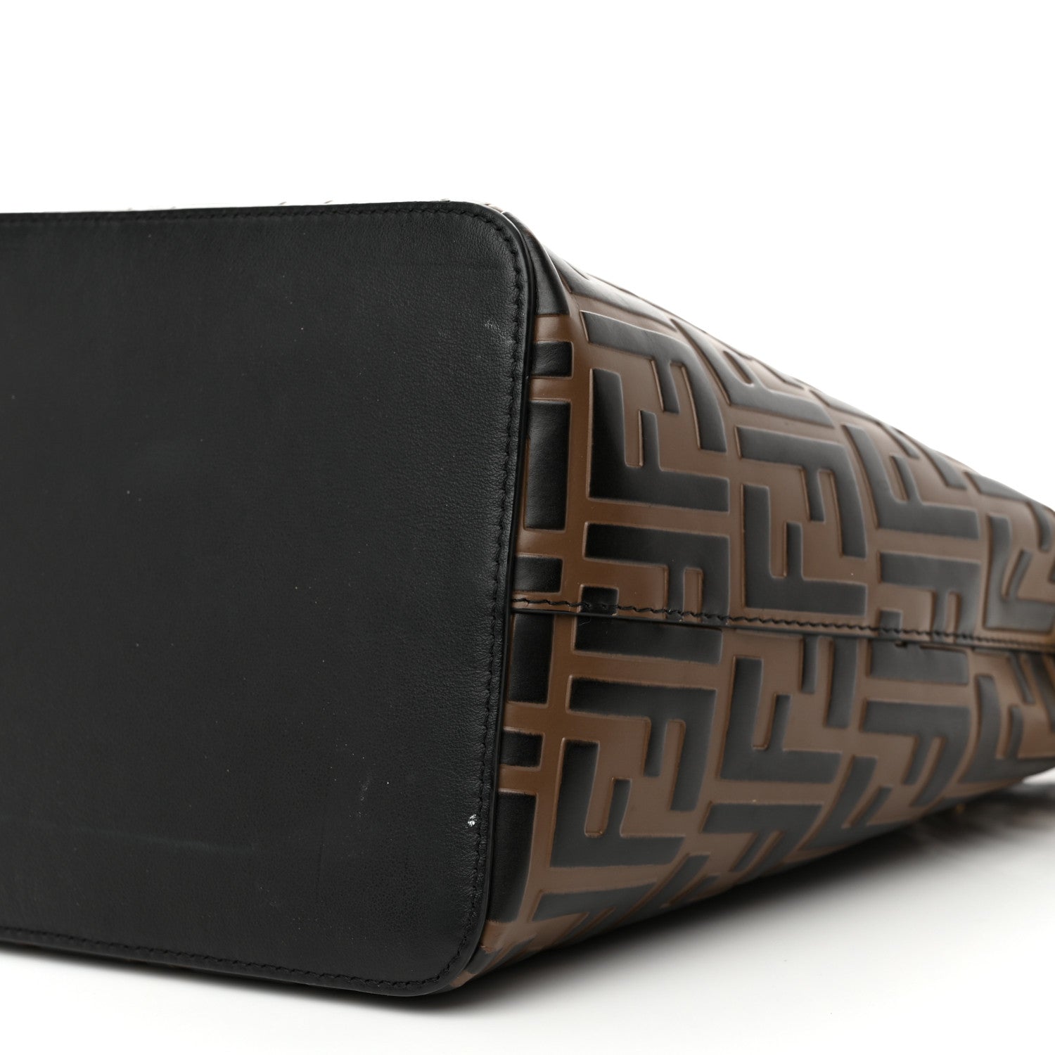 Fendi Vitello Grace F is Fendi Bi-Color FF 1974 Embossed Grande Mon Tresor Bucket Bag Maya Black Fragola 9 of 12