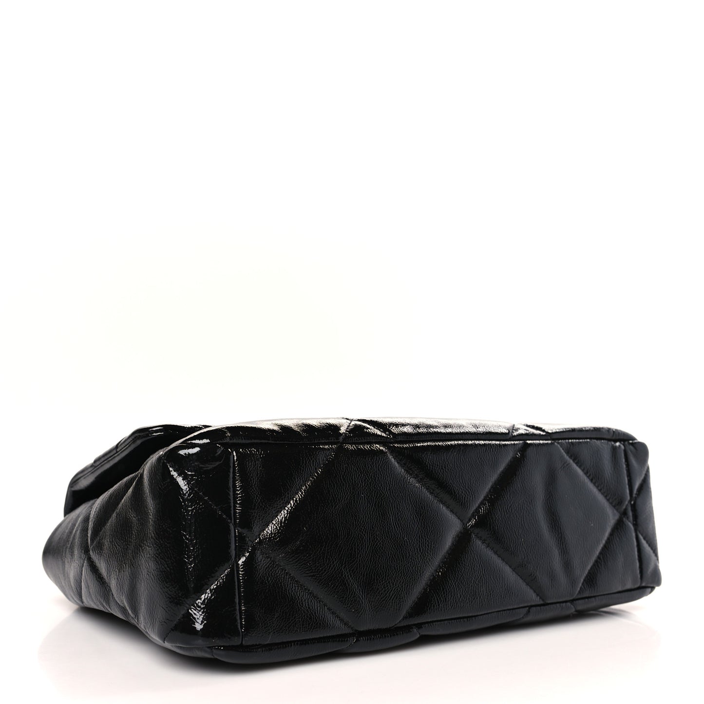 Shiny Crumpled Calfskin Quilted Large Chanel 19 Flap Black