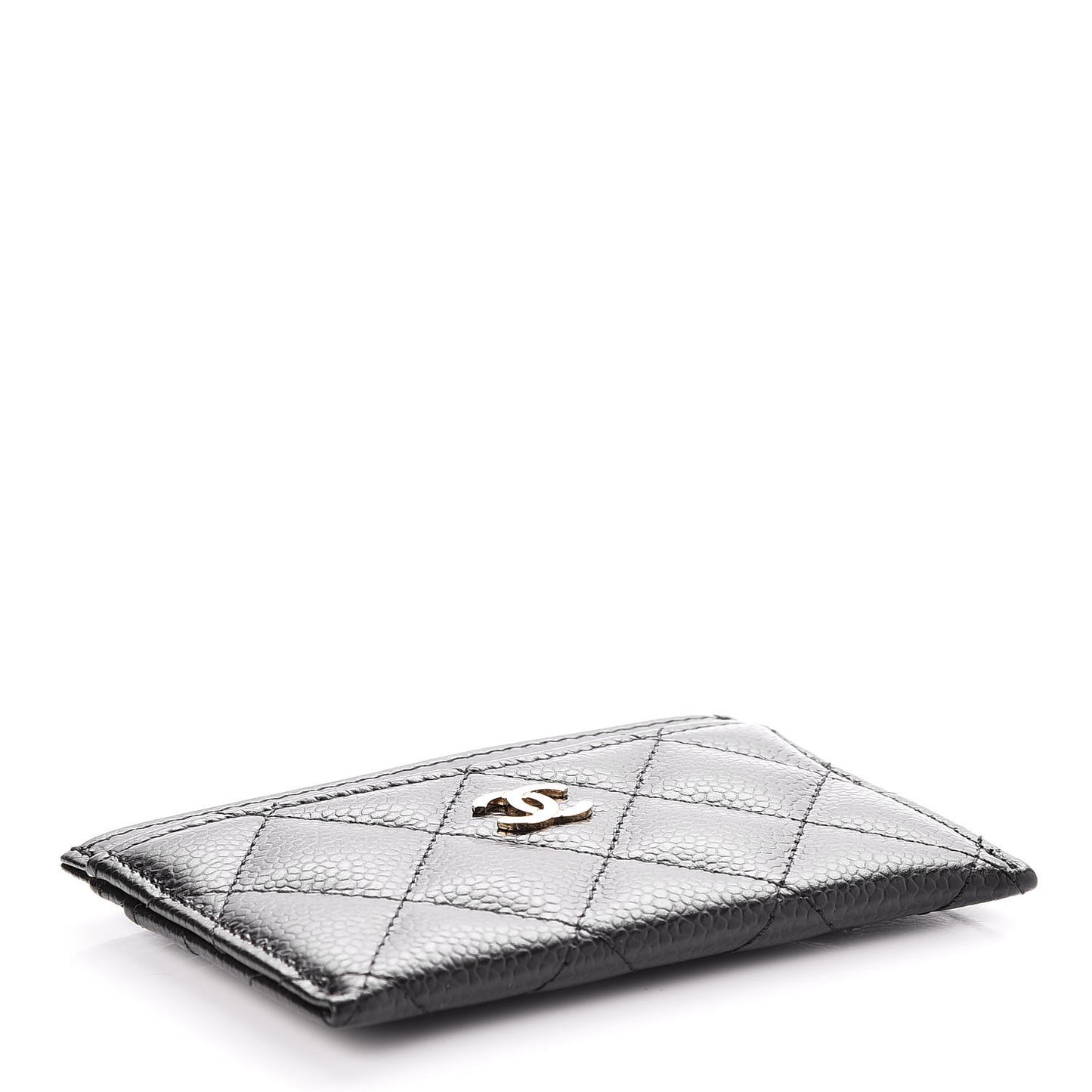 Caviar Quilted Card Holder Black