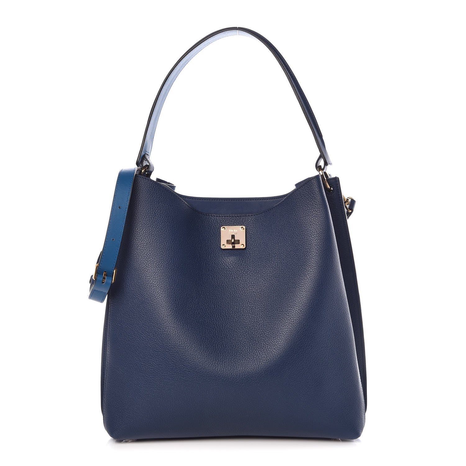 MCM Grained Calfskin Large Milla Hobo Navy Blue 1 of 13