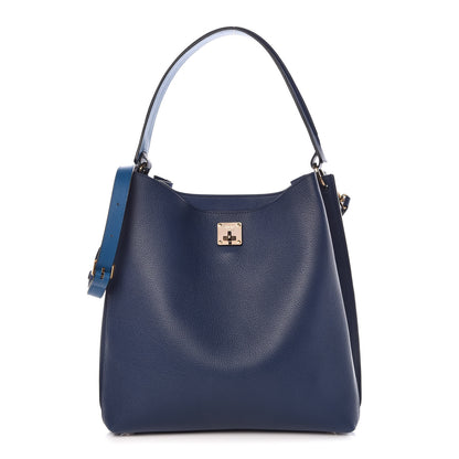 MCM Grained Calfskin Large Milla Hobo Navy Blue 1 of 13