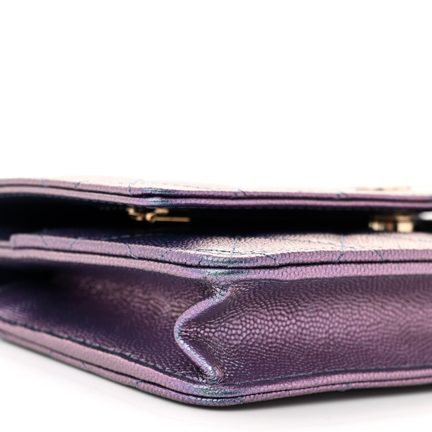 Chanel Iridescent Caviar Quilted Wallet on Chain WOC Dark Blue 10 of 12