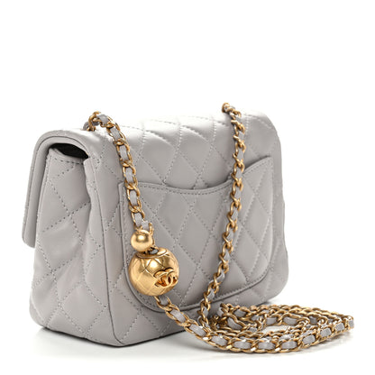 Chanel Lambskin Quilted Mini Pearl Crush Flap Light Grey 3 of 12