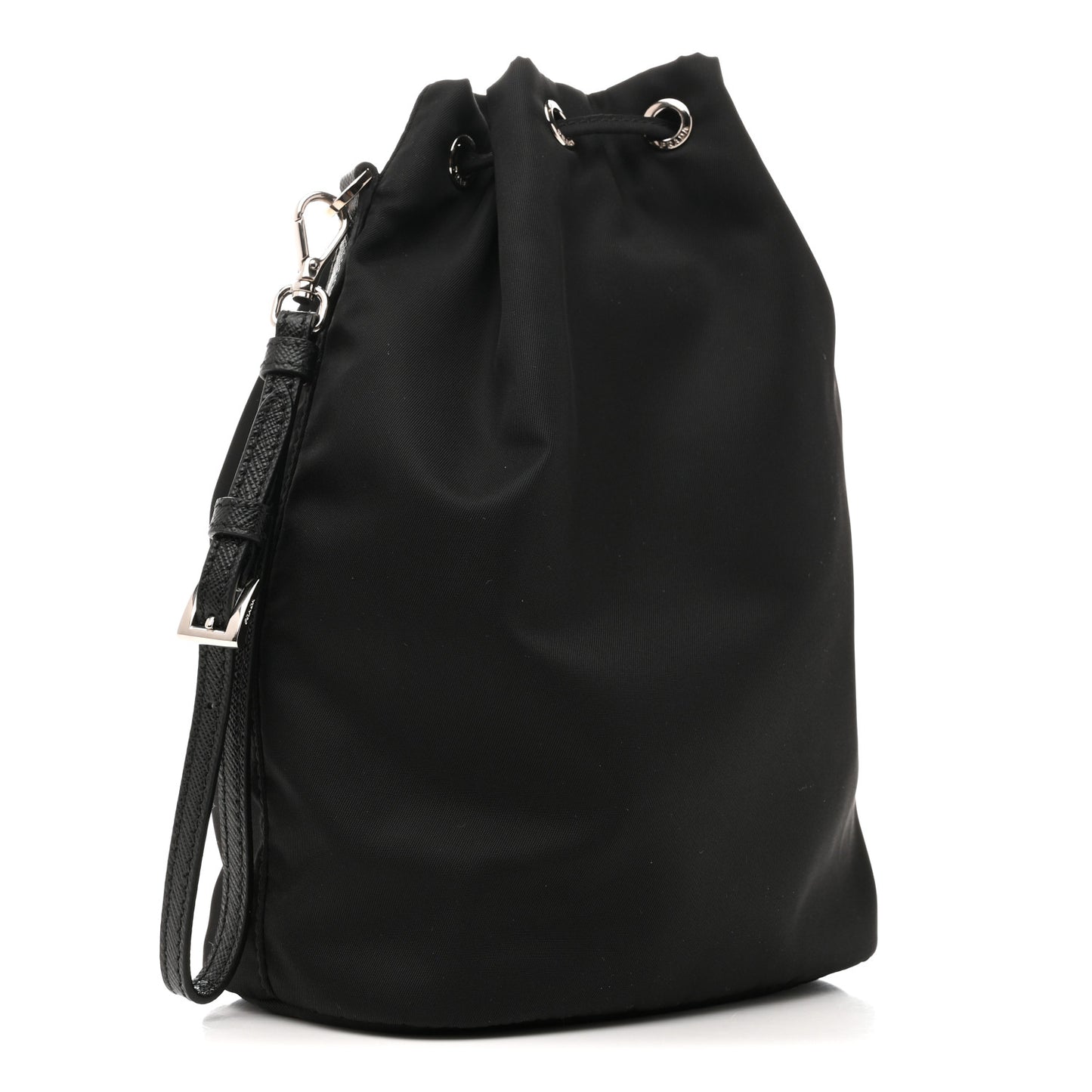 Re-Nylon Vela Drawstring Wristlet Pouch Black