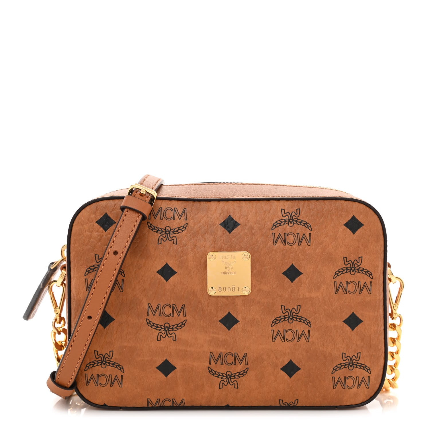 MCM Visetos Camera Crossbody Bag Cognac 1 of 9