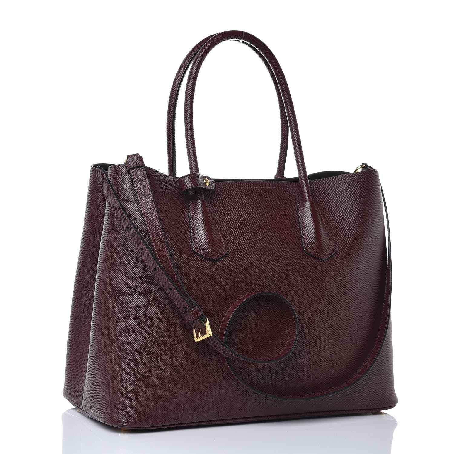 Prada Saffiano Cuir Large Double Bag Granato 3 of 7