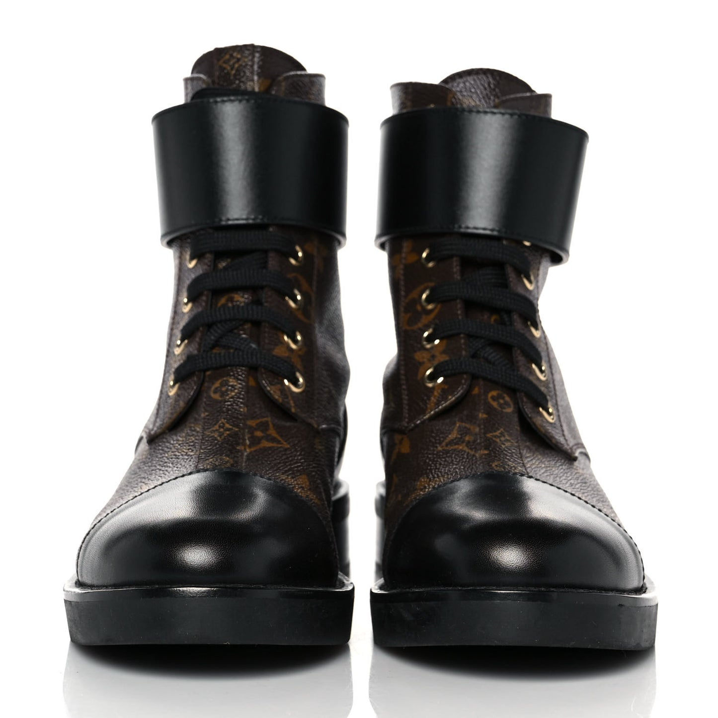 Calfskin Monogram Wonderland Flat Ranger Boots 38.5 Black