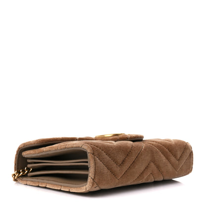 Gucci Velvet Matelasse GG Marmont Chain Wallet Taupe 4 of 11