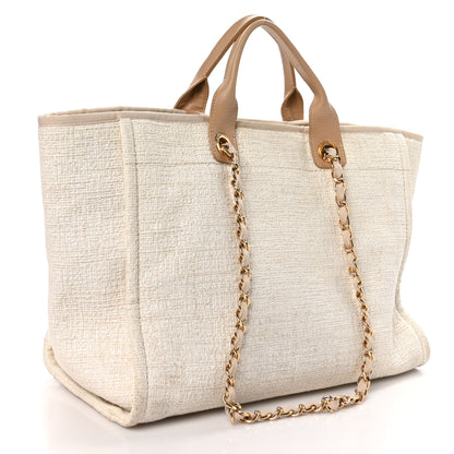 Chanel Mixed Fibers Calfskin Medium Deauville Tote Light Beige 3 of 10