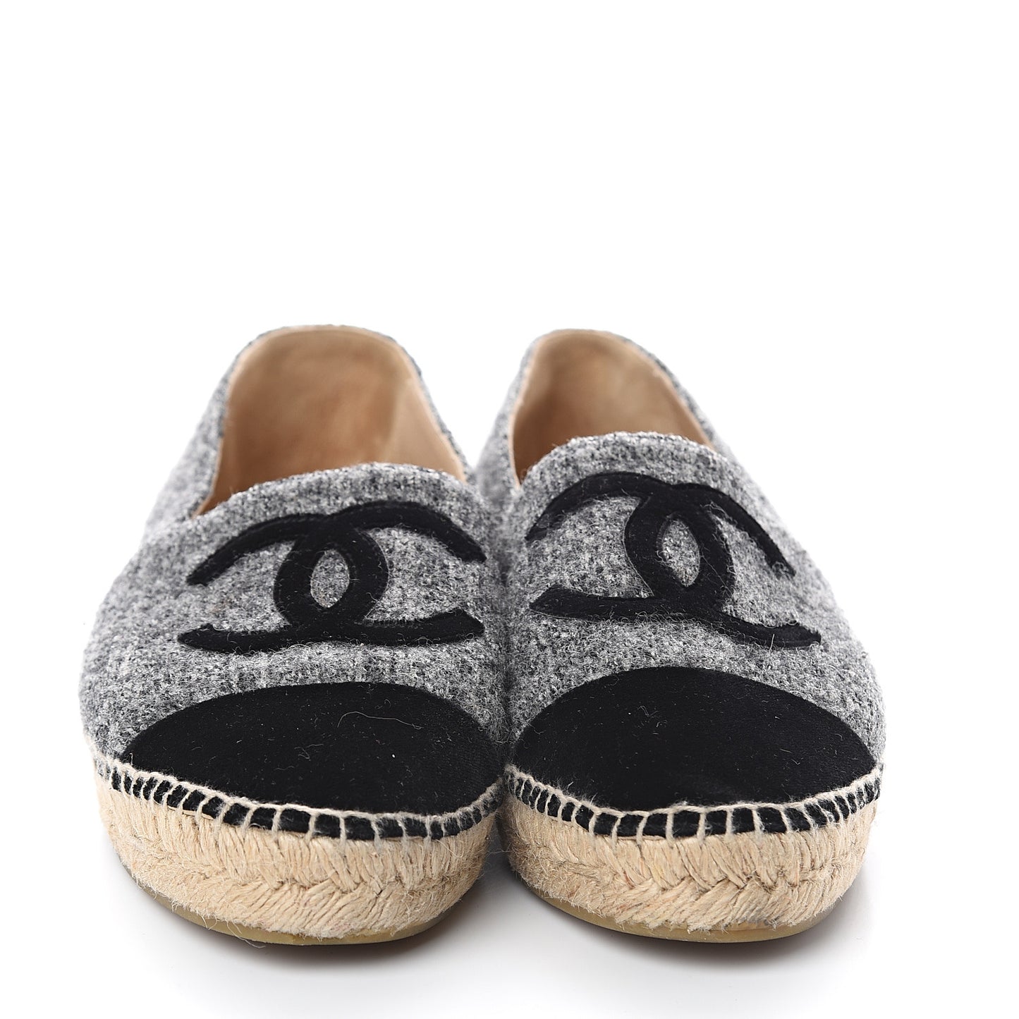 Tweed Velvet CC Espadrilles 40 Grey Black