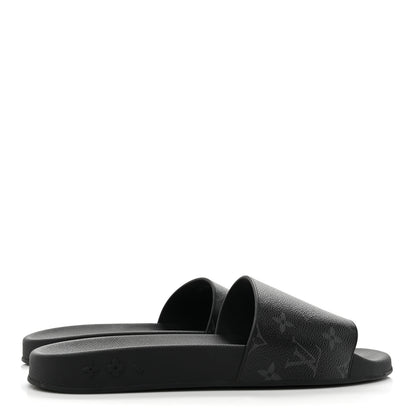 Louis Vuitton Rubber Monogram Eclipse Mens Waterfront Mules 11 Black 4 of 9