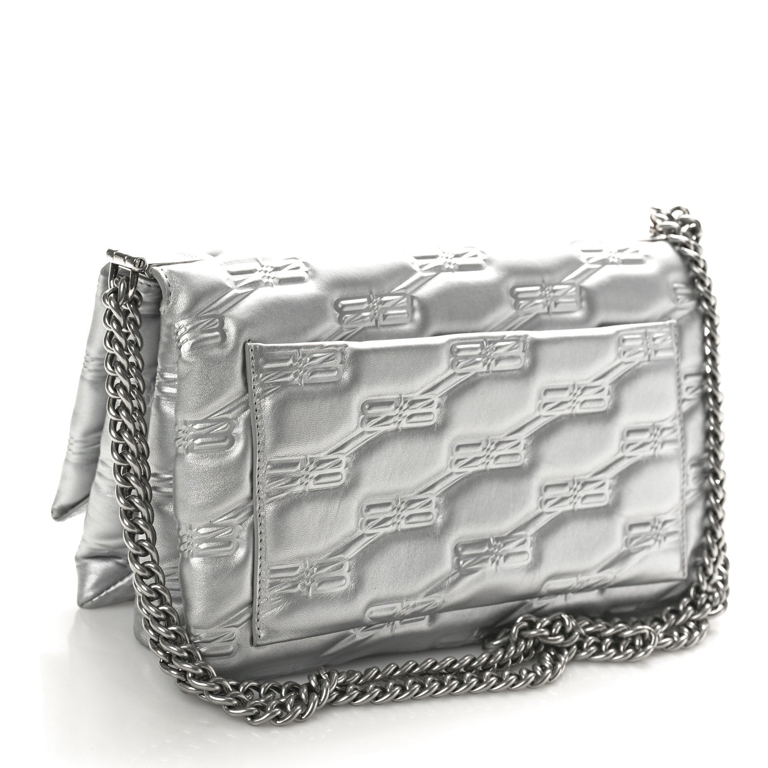 Balenciaga Nappa Allover License BB Monogram Embossed Medium Triplet Bag Silver 2 of 11