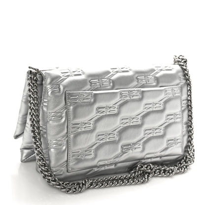 Balenciaga Nappa Allover License BB Monogram Embossed Medium Triplet Bag Silver 2 of 11