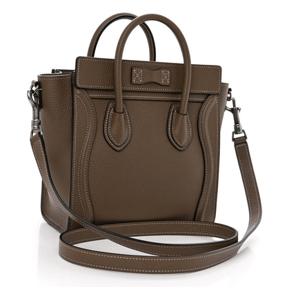 Celine Drummed Calfskin Nano Luggage Souris 3 of 10