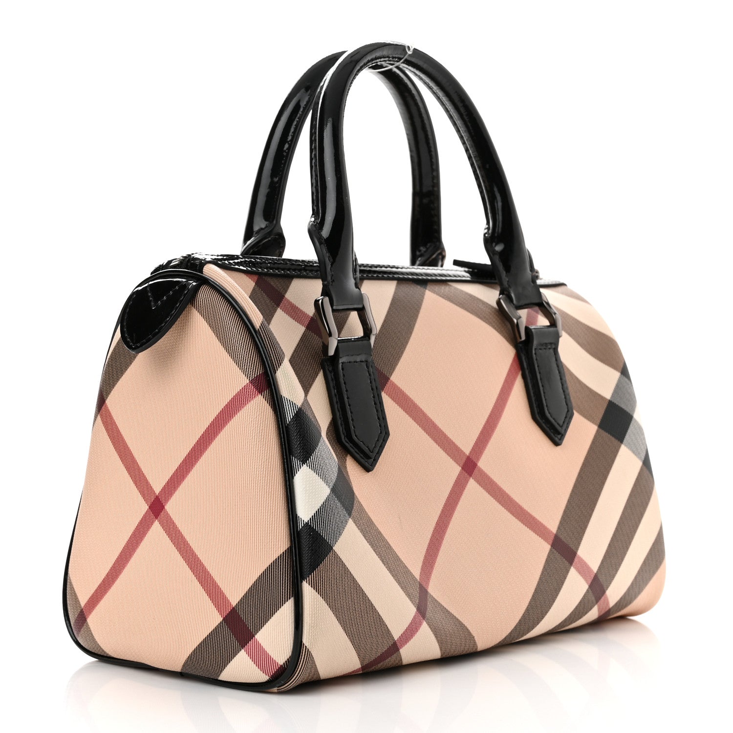 Burberry Nova Check Patent Small Chester Bowling Bag Black 2 of 9