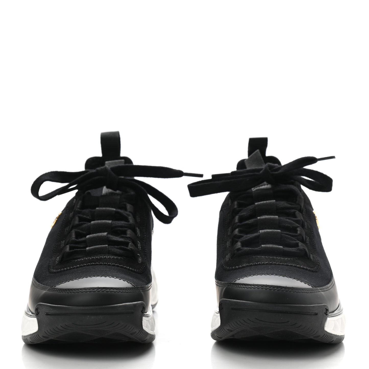 Velvet Calfskin Mixed Fibers CC Sneakers 38.5 Black