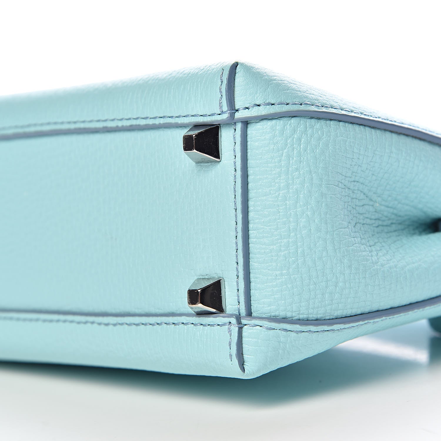 MCM Grained Calfskin Mini Tote Light Blue 8 of 9