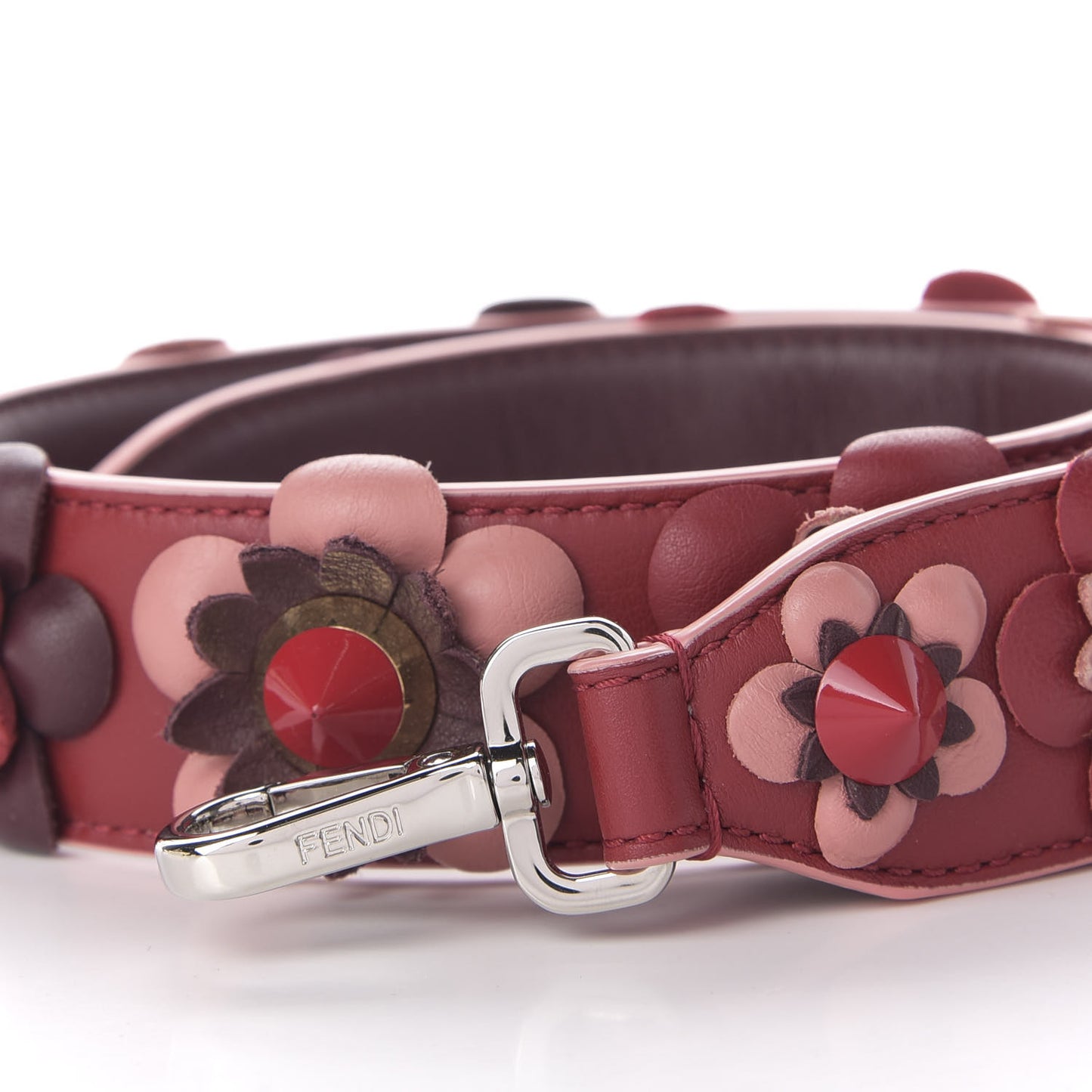 Vitello Dolce Flowerland Studded Strap You Ribes Bordeaux