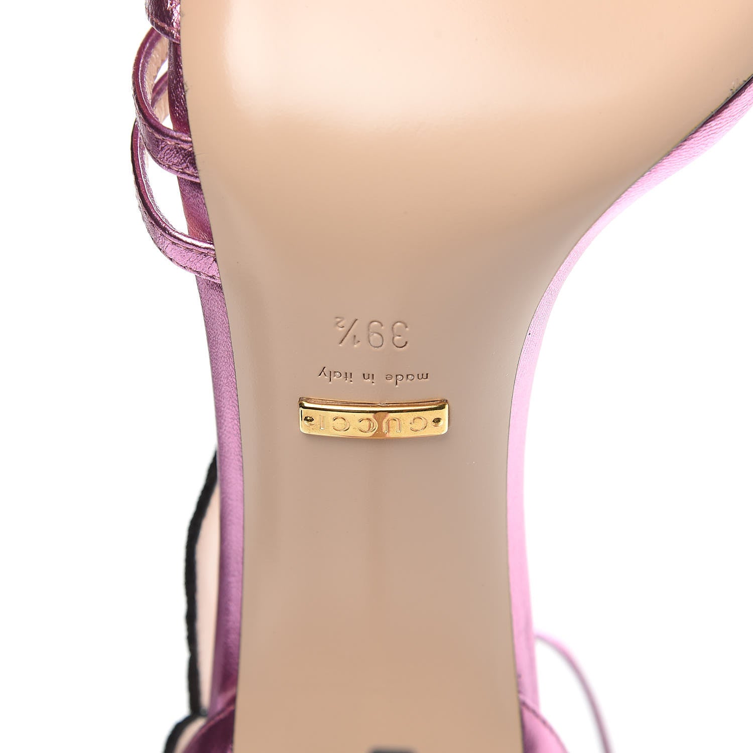 Gucci Metallic Nappa Ophelia High Heel Sandals 39.5 Rosa 6 of 9