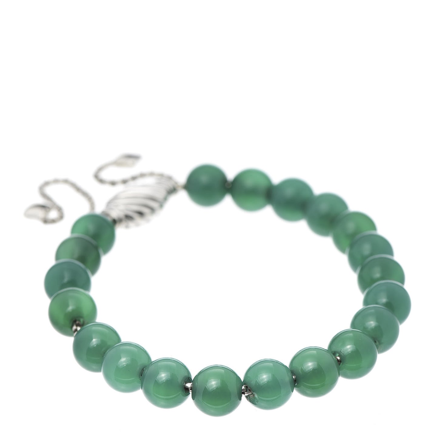 Sterling Silver Green Onyx 8mm Spiritual Beads Bracelet