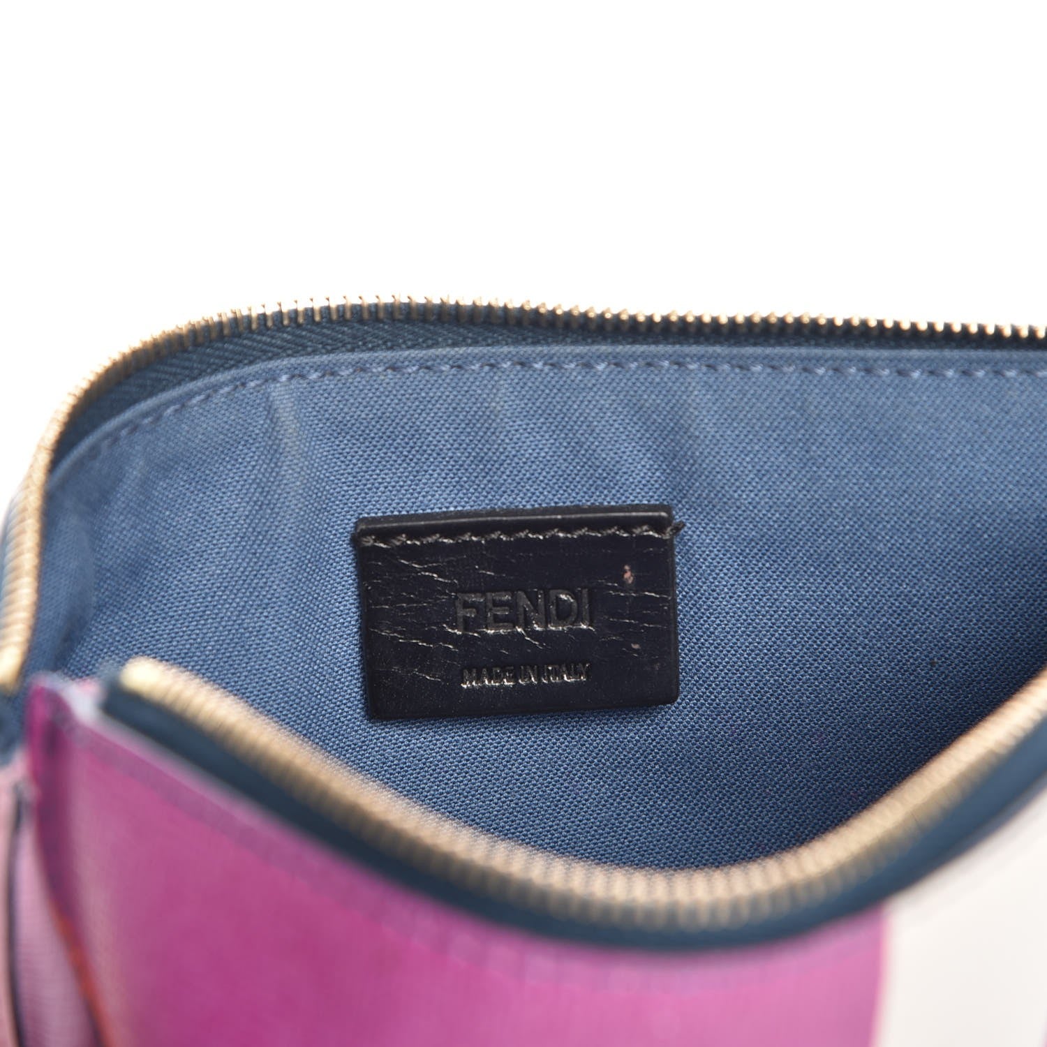 Fendi Vitello Elite Crystal Eye Monster Zip Pouch Cobalt Multicolor 6 of 7