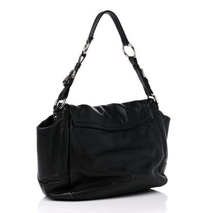 Prada Vitello Daino Flap Shoulder Bag Black 3 of 19