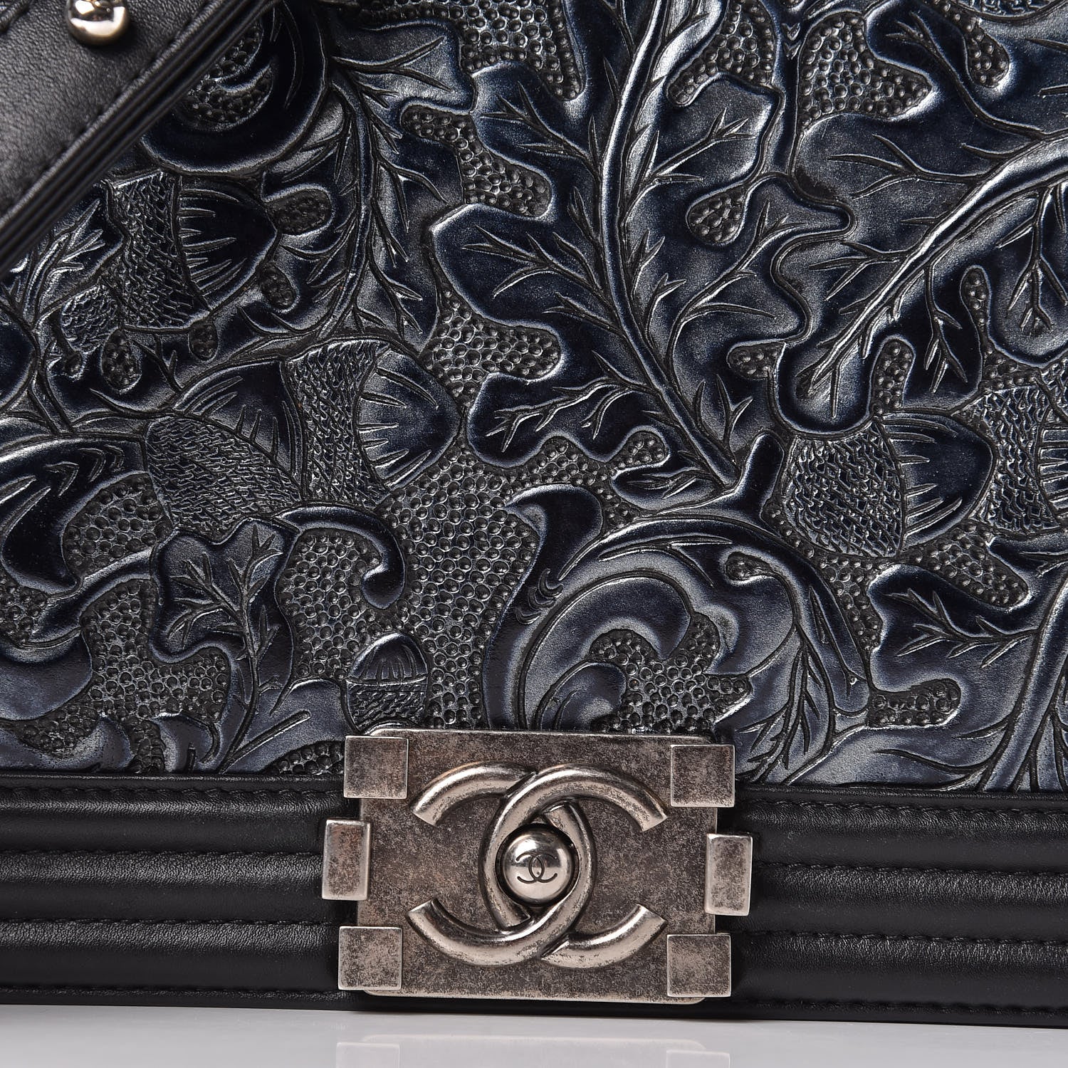 Chanel Calfskin Embossed New Medium Cordoba Boy Flap Black 14 of 17