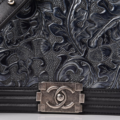 Chanel Calfskin Embossed New Medium Cordoba Boy Flap Black 14 of 17