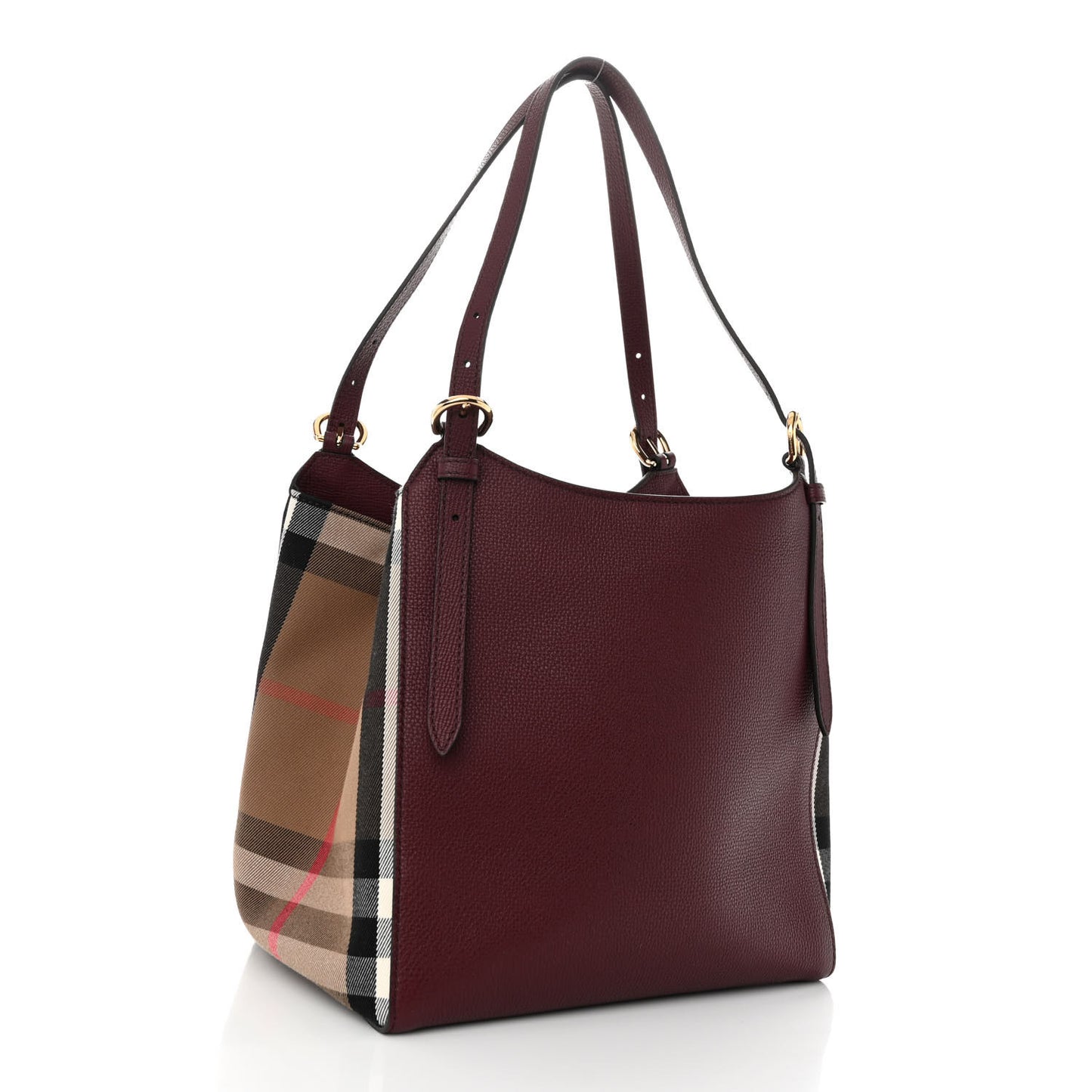 Grainy Calfskin House Check Small Canterbury Mahogany Red