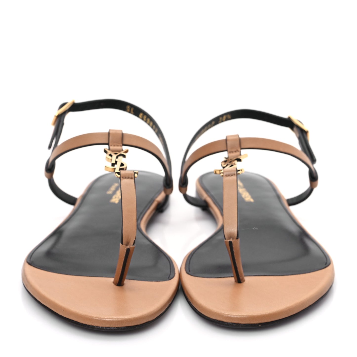 Calfskin Cassandra Monogram Sandals 38.5 Brown