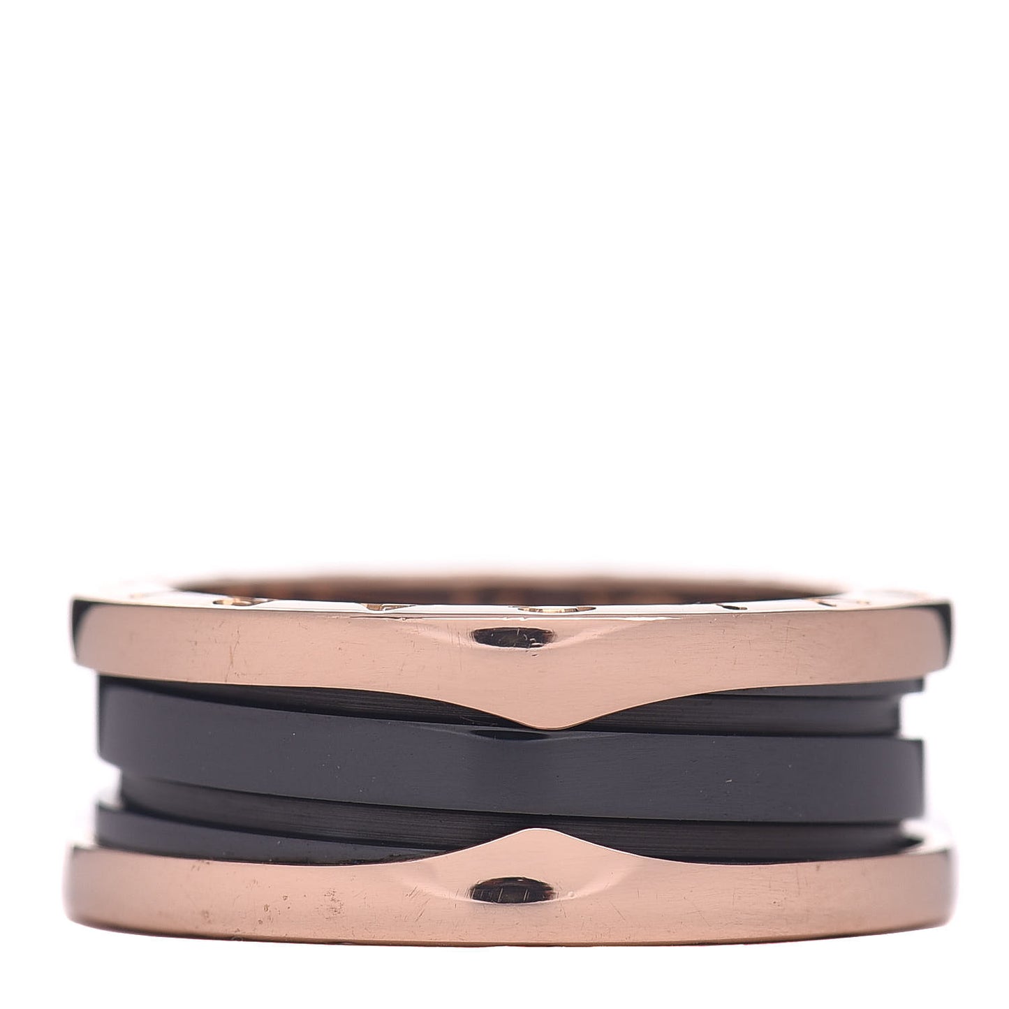 18K Rose Gold Black Ceramic B.Zero1 Two-Band Ring 54 6.75