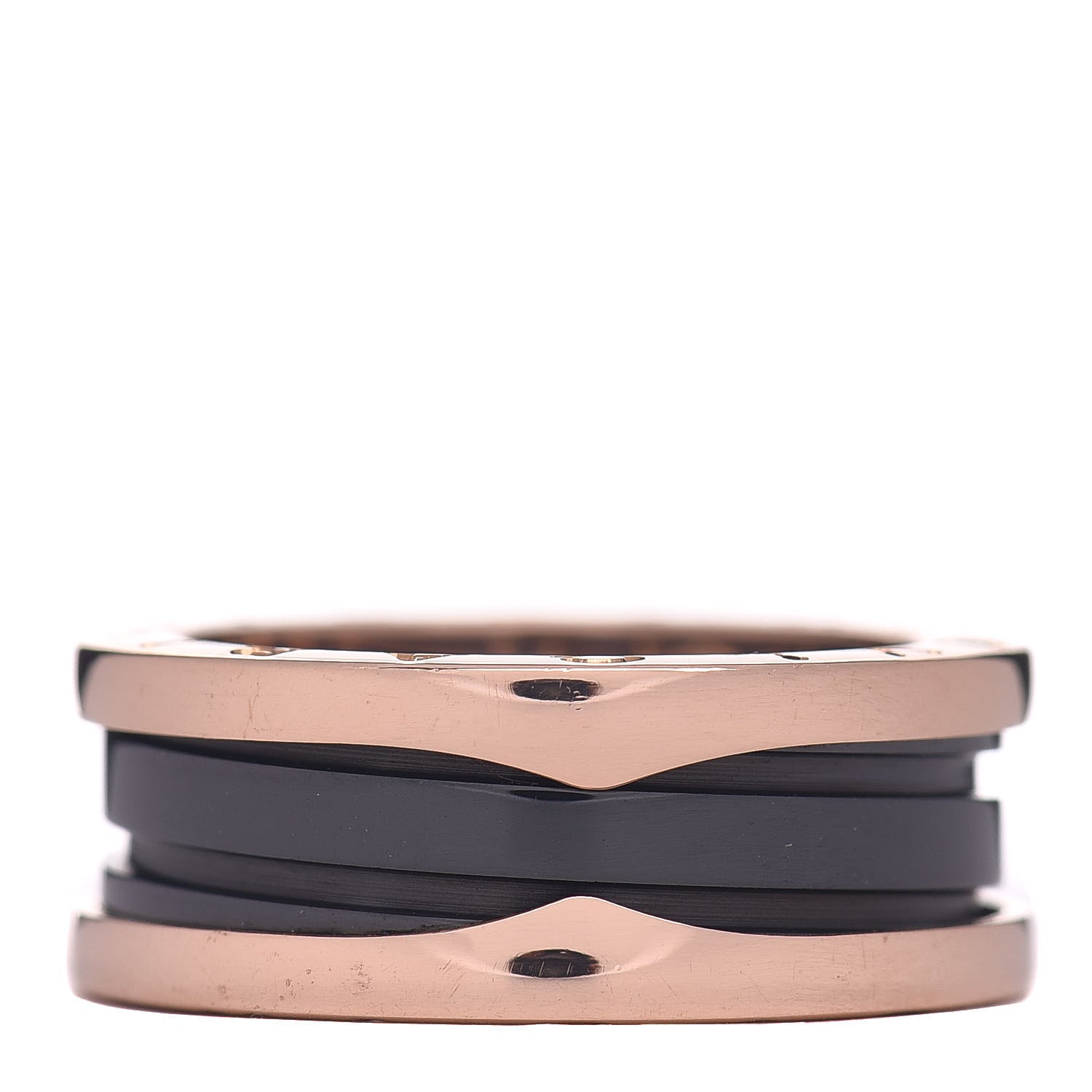 Bulgari 18K Rose Gold Black Ceramic B.Zero1 Two-Band Ring 54 6.75 3 of 5