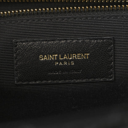 Saint Laurent Grain De Poudre Textured Mixed Matelasse Large Triquilt Monogram Satchel Black 6 of 10