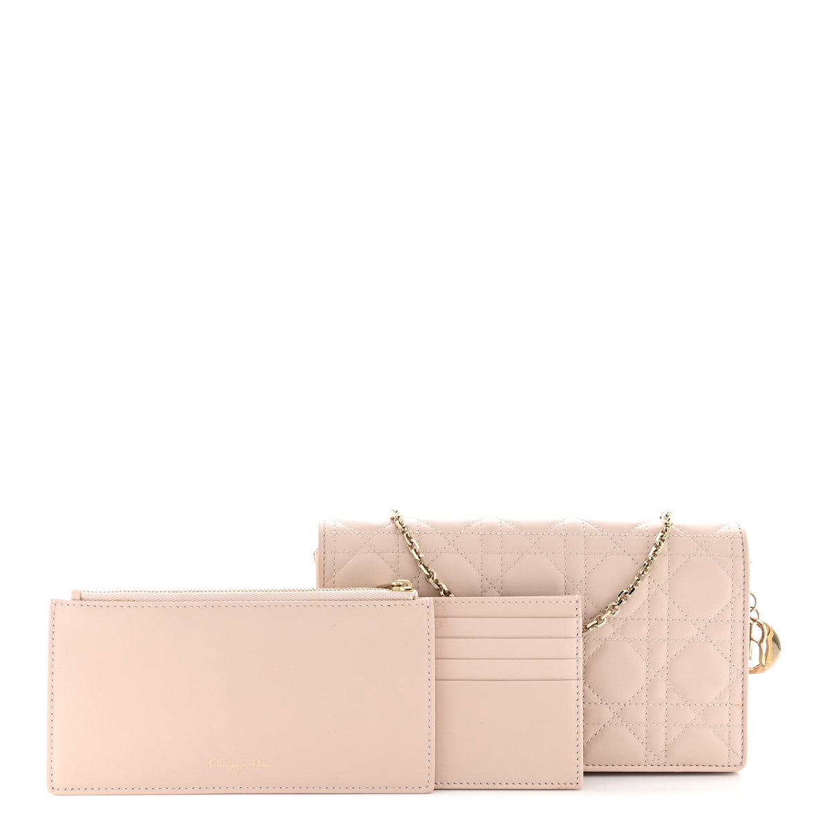 Lambskin Cannage Lady Dior Pouch Pink