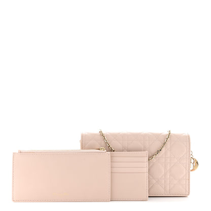 Christian Dior Lambskin Cannage Lady Dior Pouch Pink 3 of 14