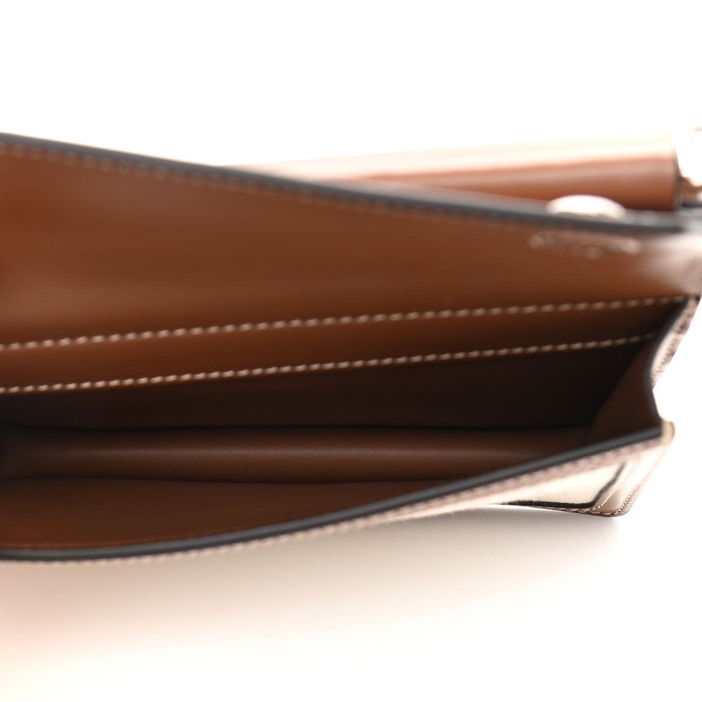 Smooth Calfskin Canvas Horseferry Print Mini Title Bag with Pocket Natural Malt Brown