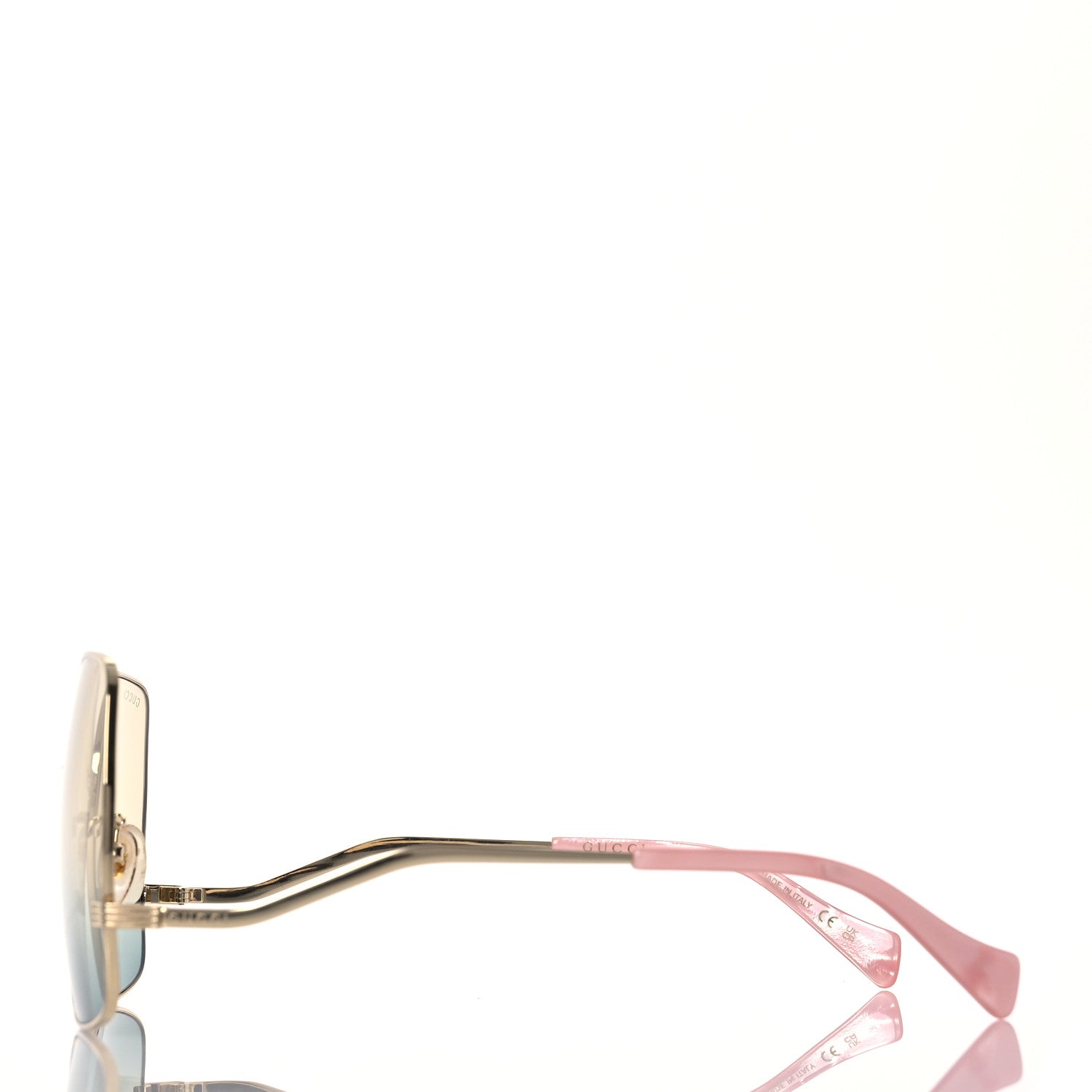 Gucci Metal Oversized Square Frame Sunglasses GG1005S Gold Green 3 of 8