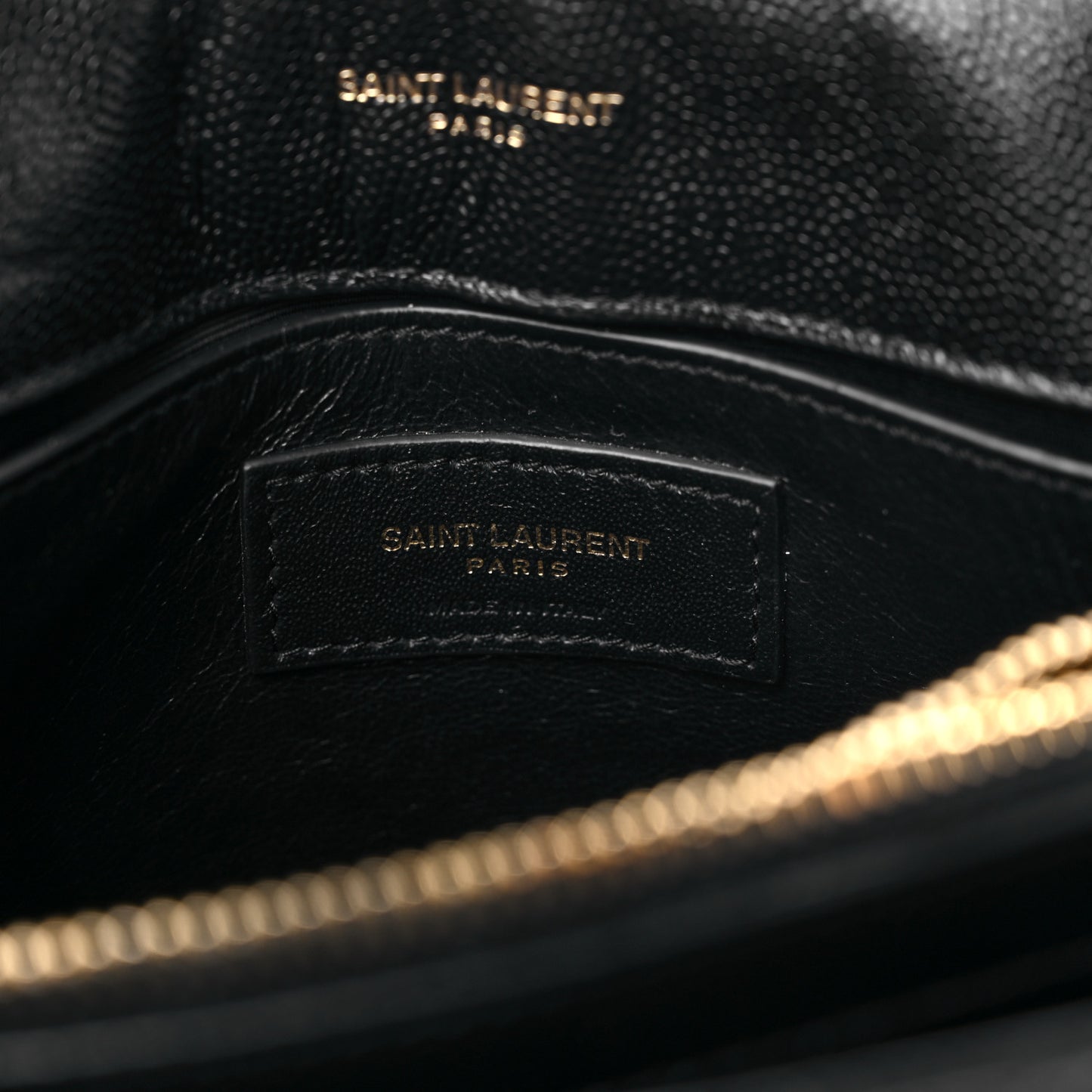 Grain de Poudre Calfskin Y Quilted Monogram Small Loulou Chain Satchel Black