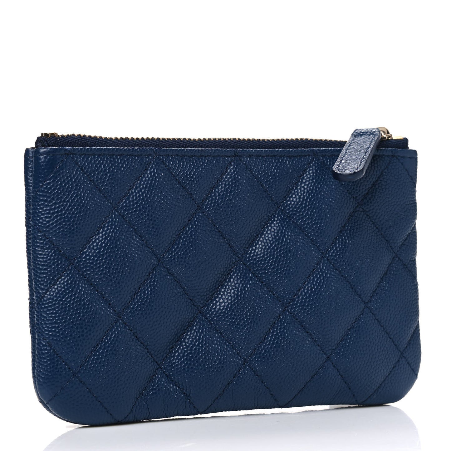 Caviar Quilted Small Cosmetic Case Navy Blue