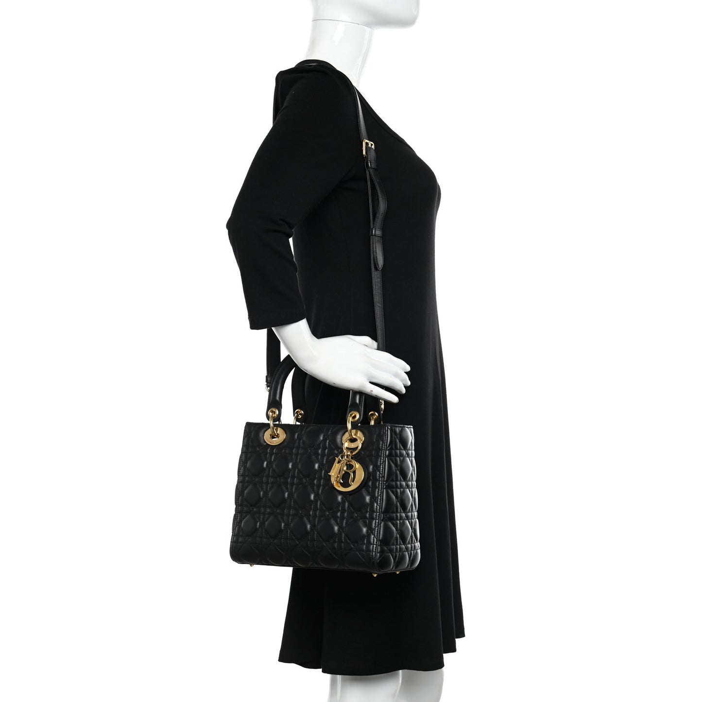 Lambskin Cannage Medium Lady Dior Black