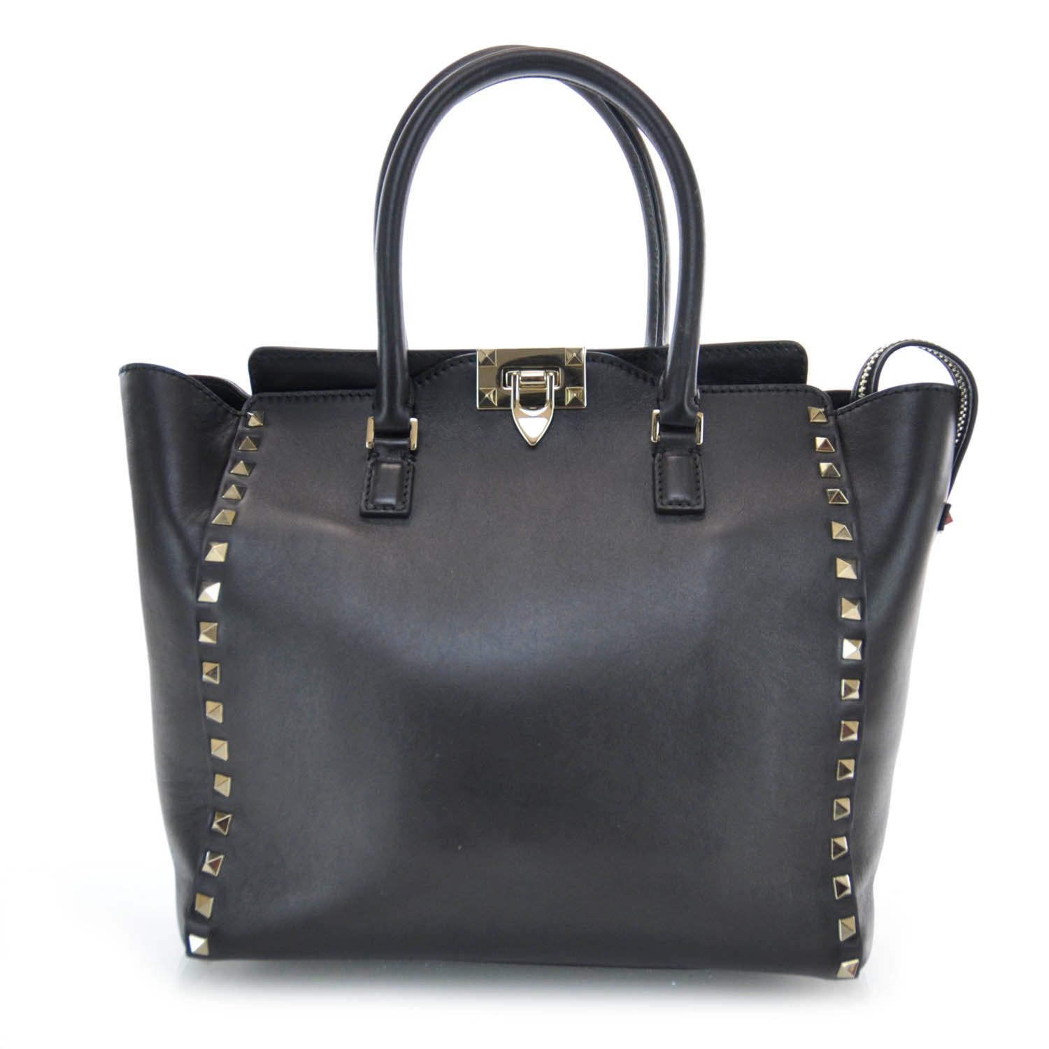 Valentino Garavani Vitello Rockstud Double Handle Tote Black 1 of 7