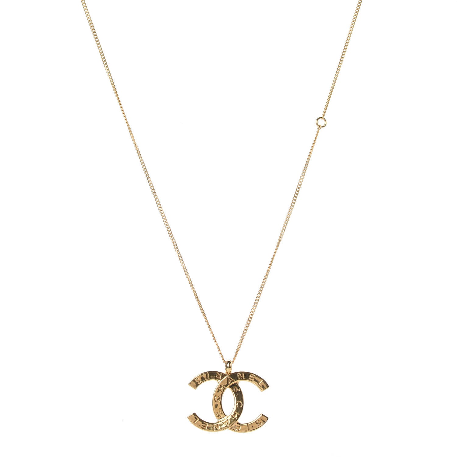 Chanel Metal CC Paris Button Necklace Gold 1 of 3
