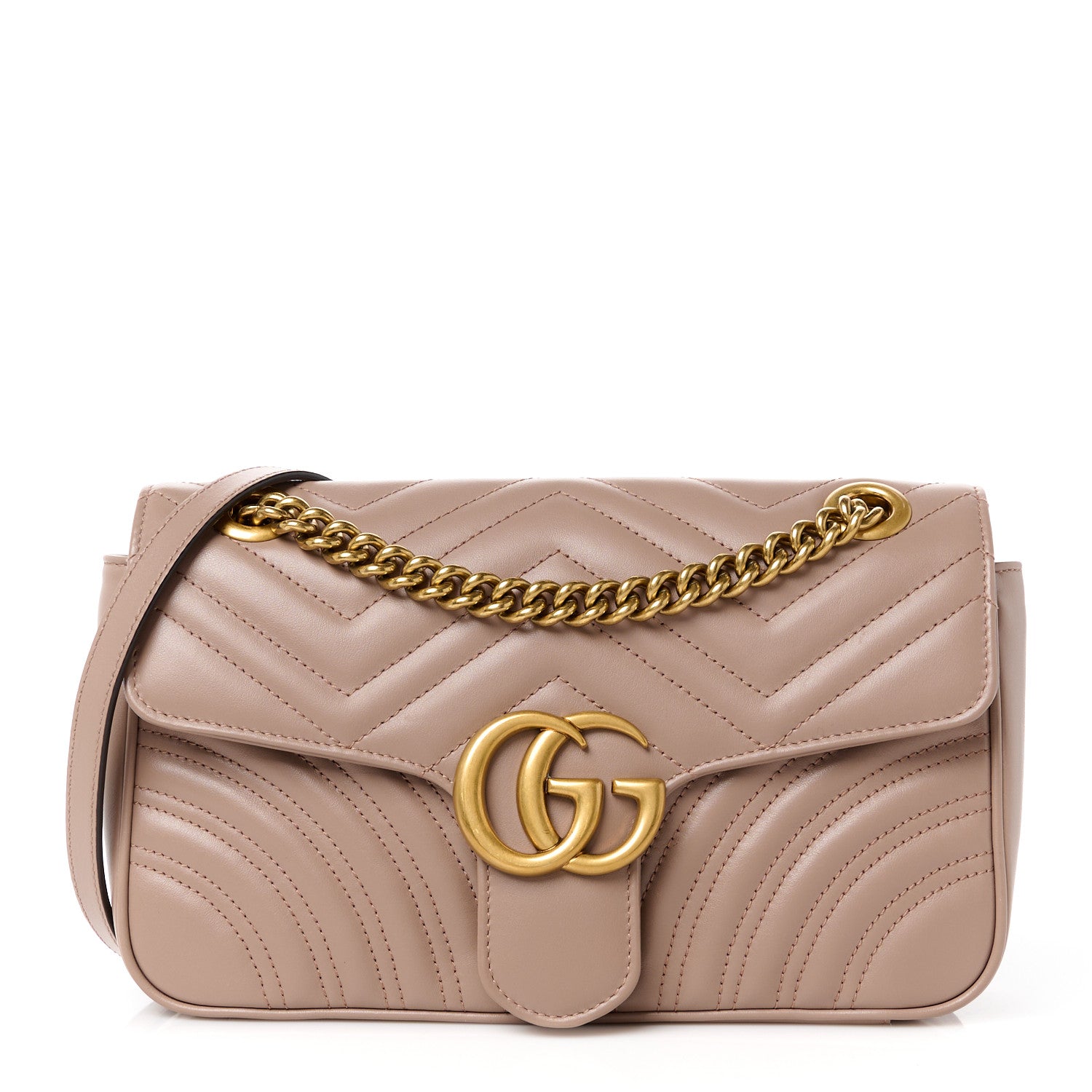 Gucci Calfskin Matelasse Small GG Marmont Shoulder Bag Porcelain Rose 1 of 11
