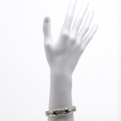 David Yurman Sterling Silver 14K Yellow Gold 10mm Double X Bracelet 2 of 6