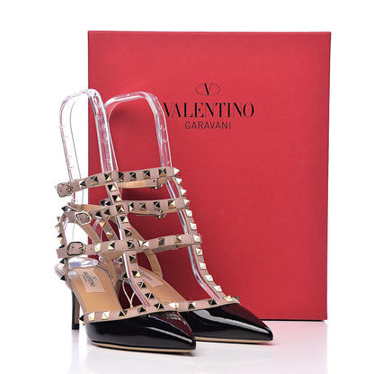 Valentino Garavani Patent Nappa Rockstud Ankle Strap 65mm Pumps 35 Black Poudre 9 of 9