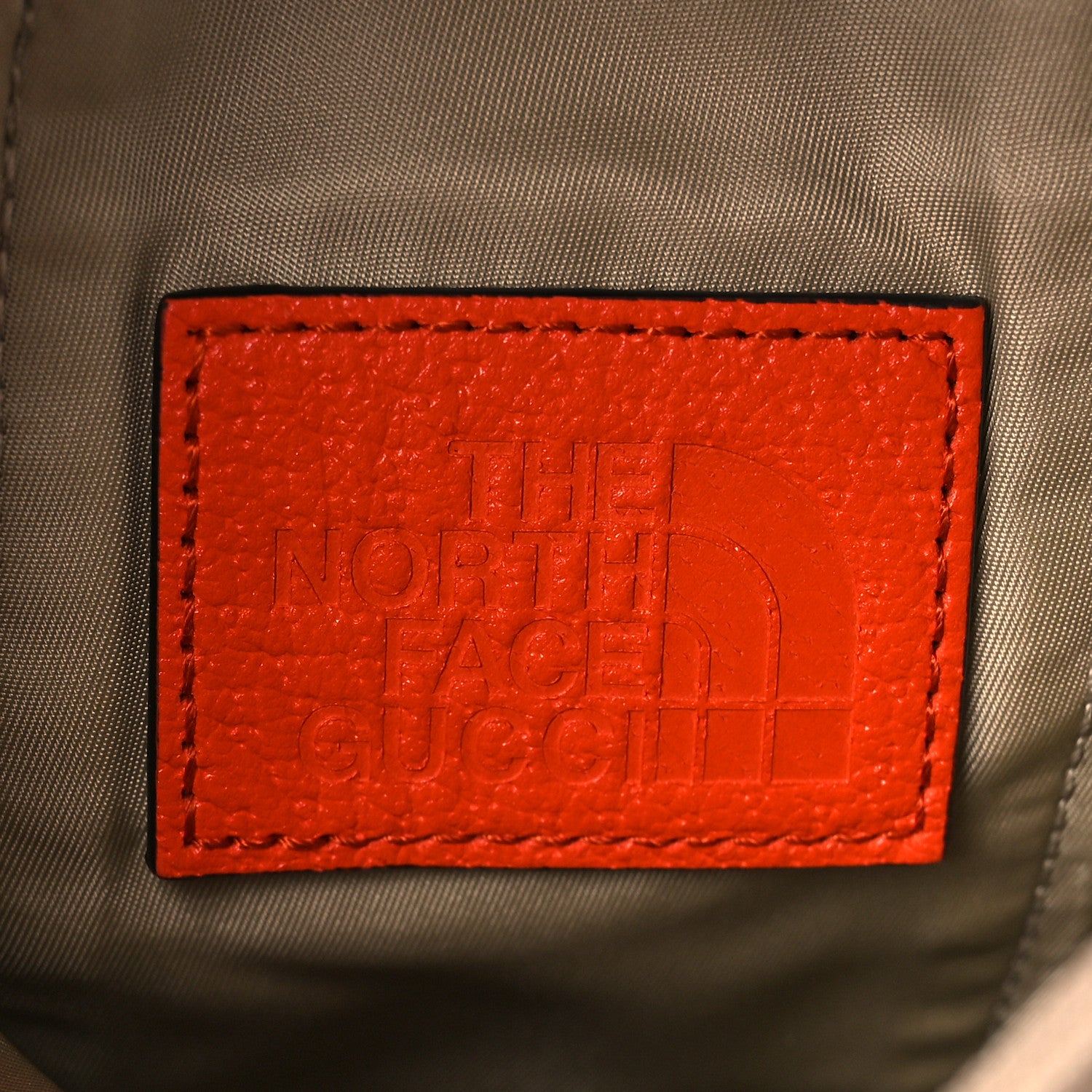 Gucci X THE NORTH FACE Monogram Textured Dollar Calfskin Barrel Shoulder Bag Beige Ebony Mystic White Deep Orange 6 of 9