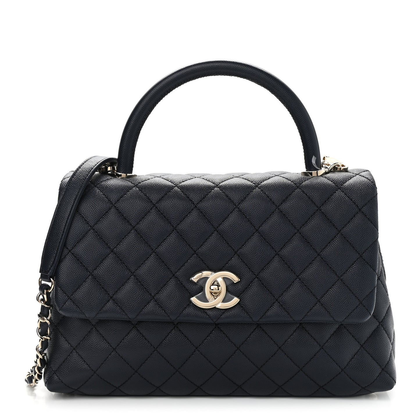 Caviar Quilted Small Coco Handle Flap Navy