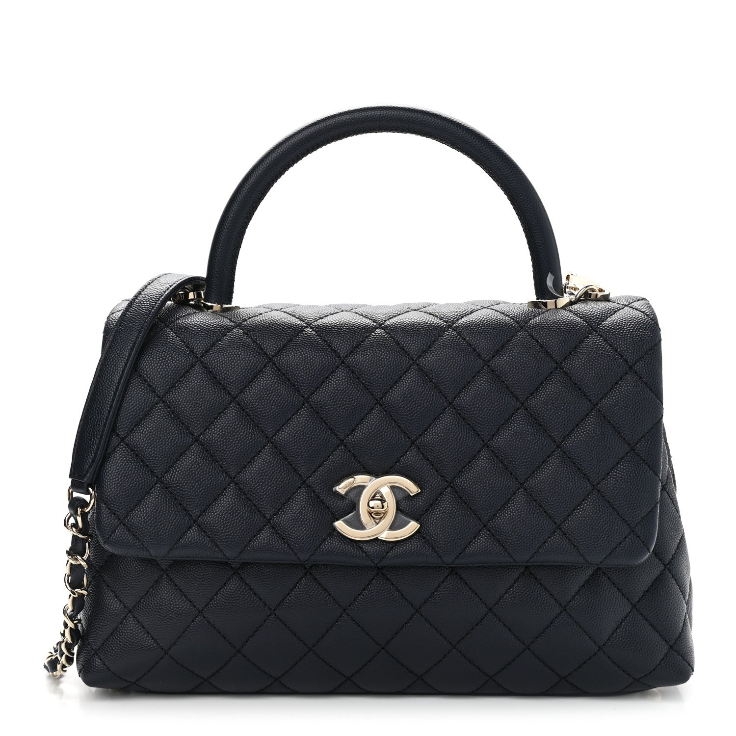 Chanel Caviar Quilted Small Coco Handle Flap Navy 1 of 11